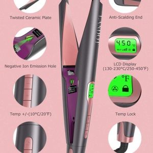 LANDOT Hair Straightener and Curler 2 in 1